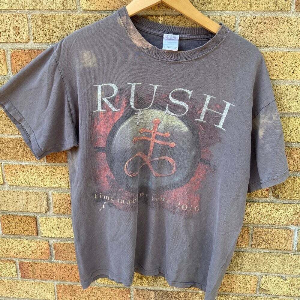 2010 Rush Time Machine Tour Band Promo T Shirt Large Gray Distressed